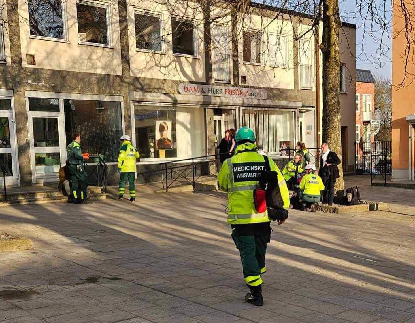 Paramedics on the scene of the Nazi attack. Photo: Left Party Facebook page